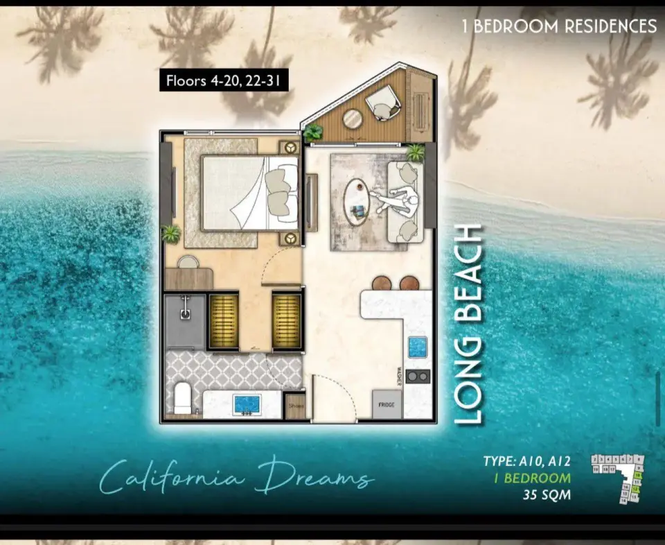 1-Bedroom Condo with Pool Access at The Riviera Santa Monica, Jomtien