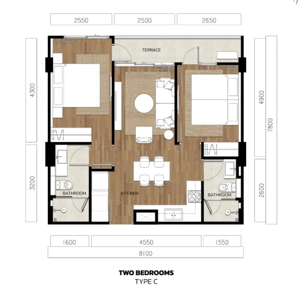 2-Bedroom Condo at VIP Tropika Bang Tao, Phuket