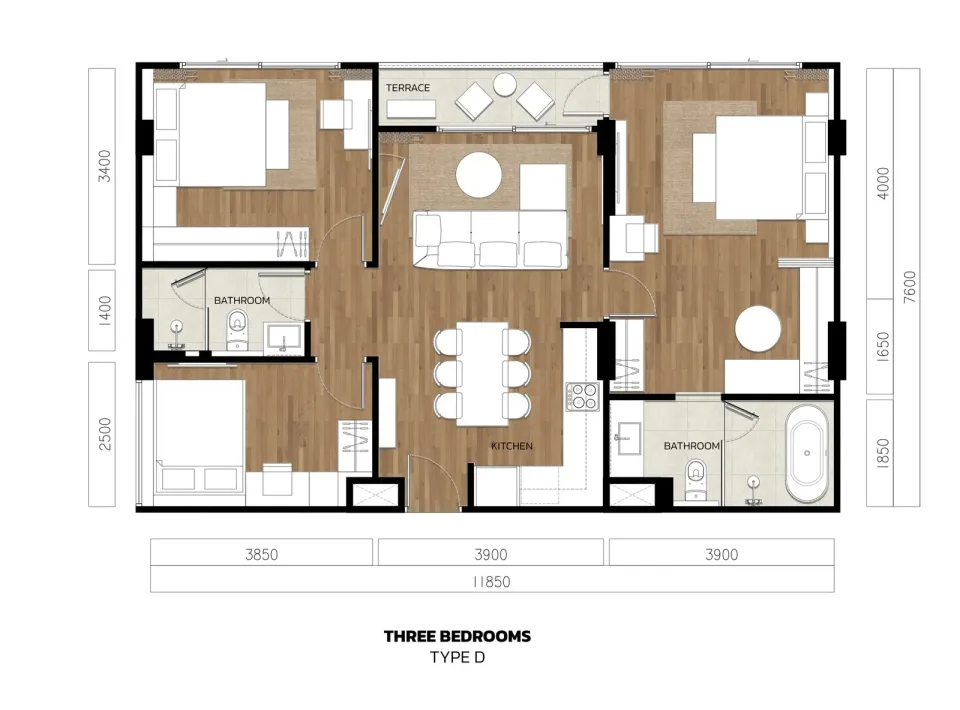 3-Bedroom Condo at VIP Tropika Bang Tao, Phuket