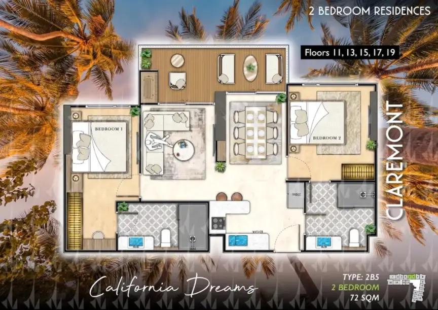 Квартира с 2 спальнями в The Riviera Santa Monica, Джомтьен