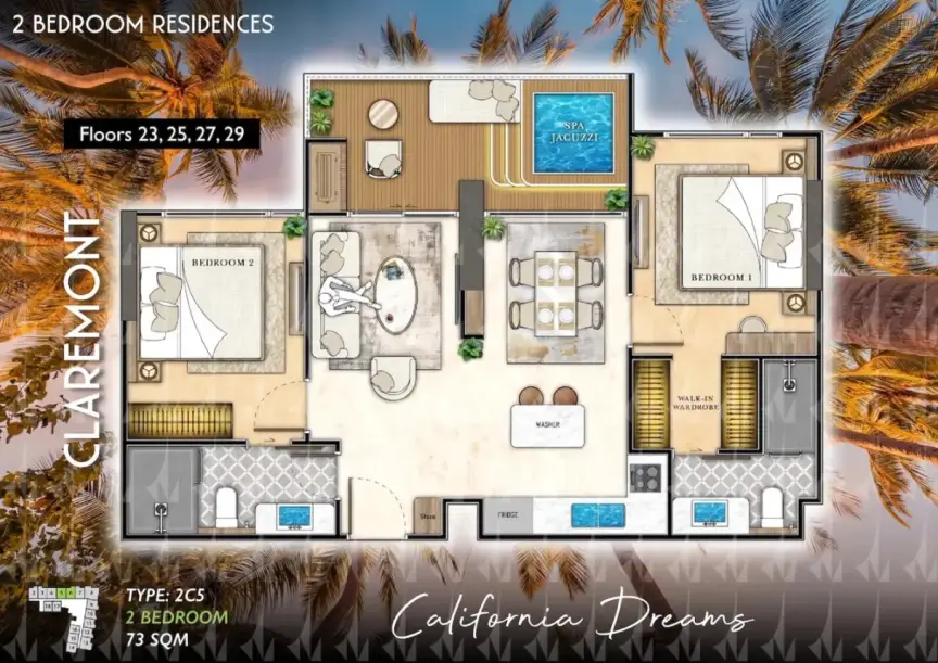 Квартира с 2 спальнями в The Riviera Santa Monica, Джомтьен