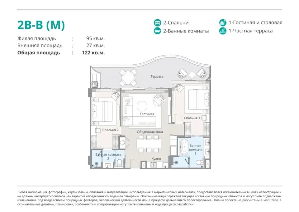 Квартира с 2 спальнями и террасой в Bellaguna Lake Residences Lotus на Пхукете, Пхукет
