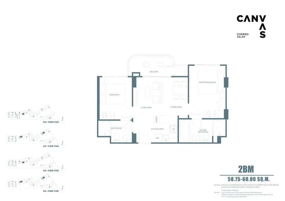 2-Bedroom Condo at Canvas Cherngtalay by Sansiri in Phuket, Phuket