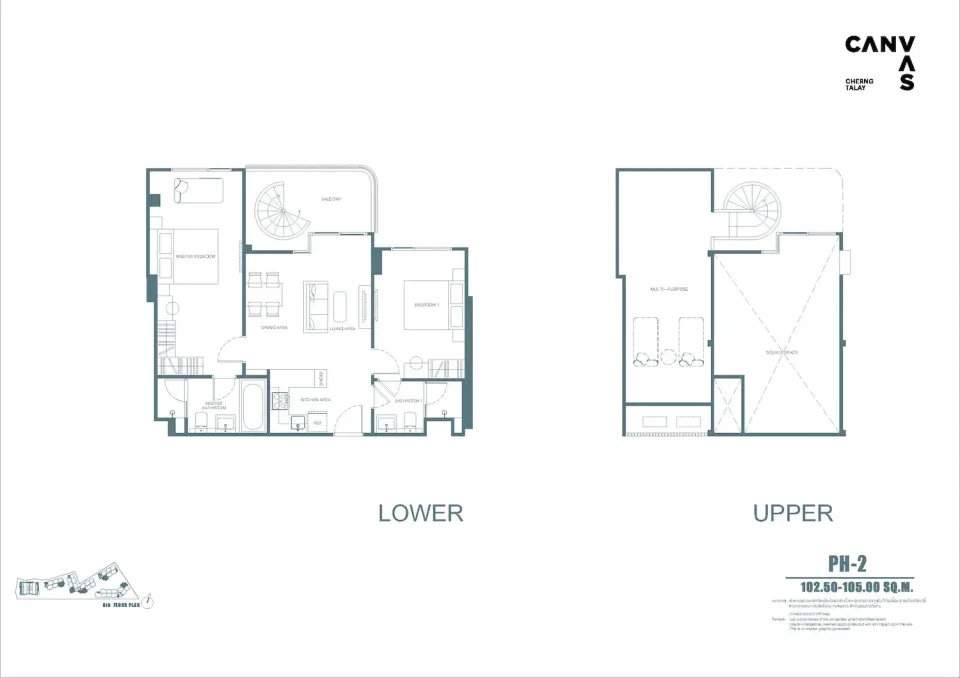 2-Bedroom Condo at Canvas Cherngtalay by Sansiri in Phuket, Phuket