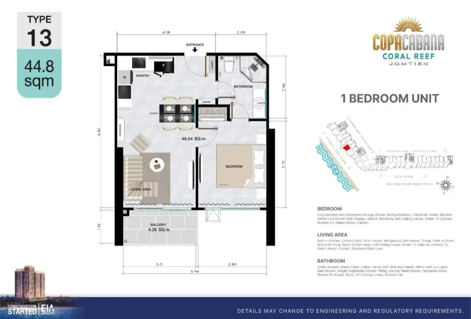 1-Bedroom Condo with Sea View at Copacabana Coral Reef, Jomtien