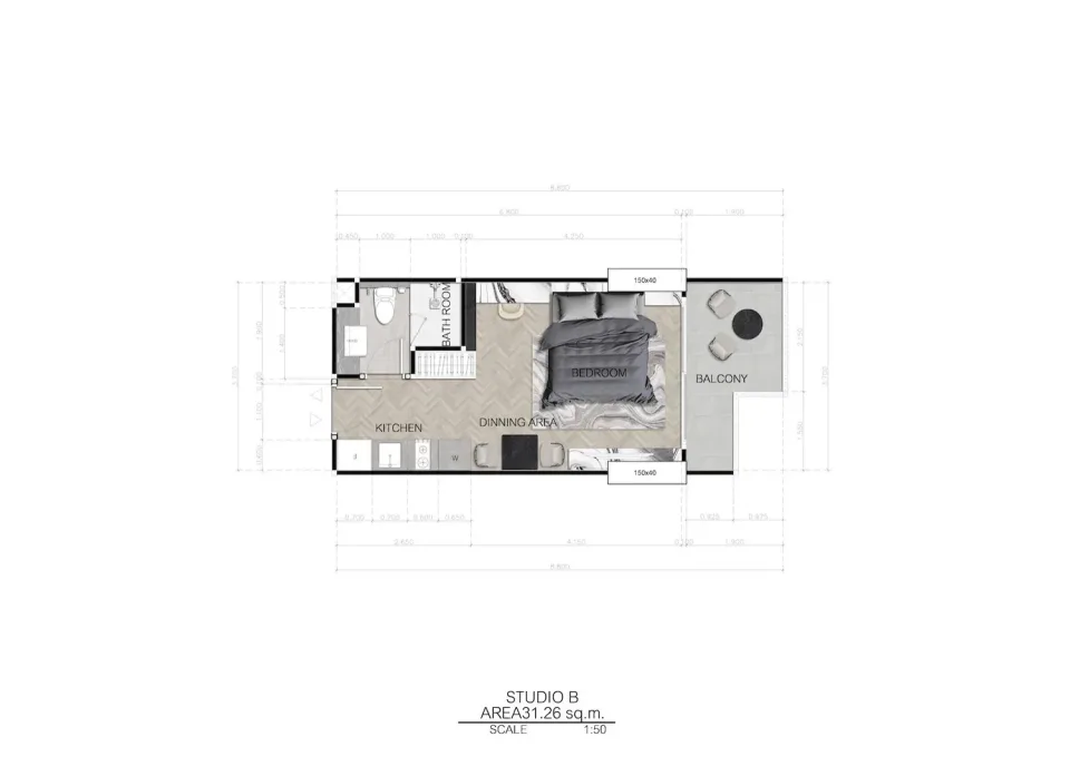 Studio with Sea View at Sea Spire Jomtien Beachfront Condos in Pattaya, Pattaya