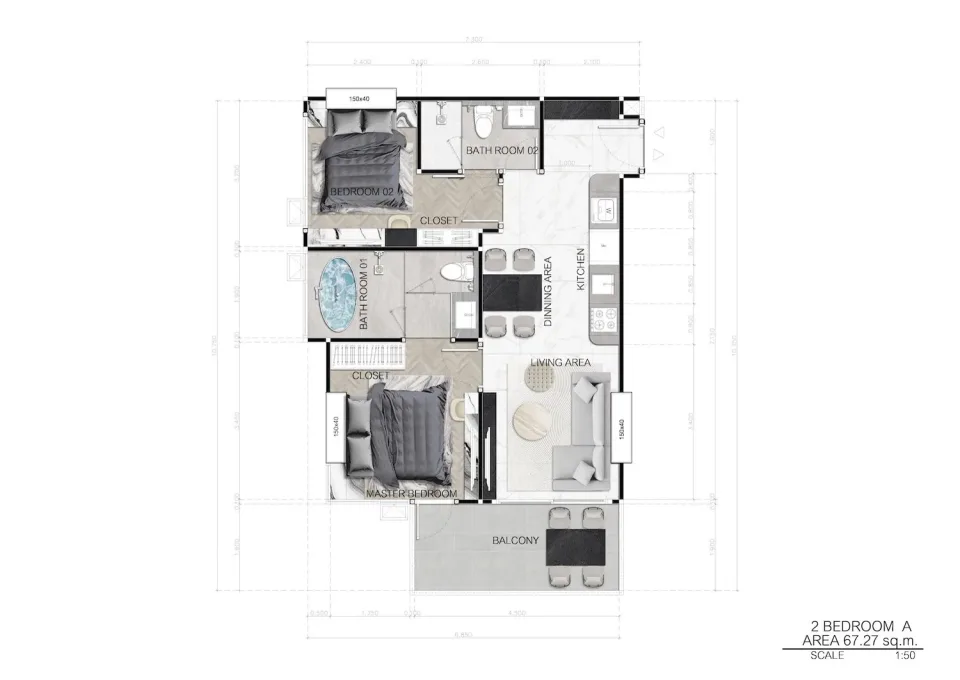 2-Bedroom Condo with Sea View at Sea Spire Jomtien Beachfront Condos in Pattaya, Pattaya