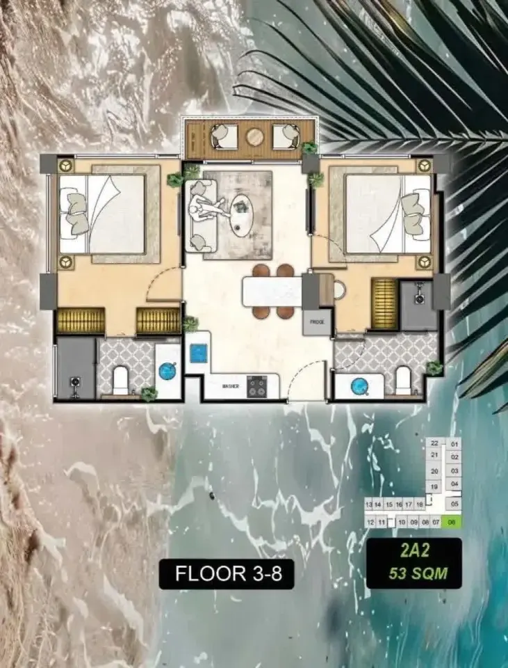 Квартира с 2 спальнями в The Riviera Beverly Hills Residences, Джомтьен