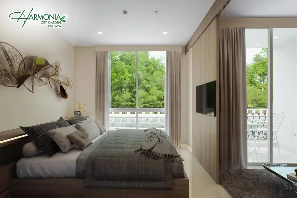 1-Bedroom Condo with Pool View at Harmonia City Garden Pattaya, Pattaya