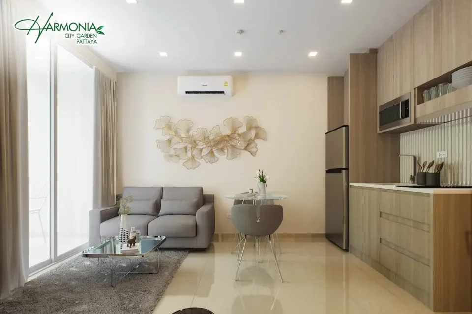 1-Bedroom Condo with Pool View at Harmonia City Garden Pattaya, Pattaya