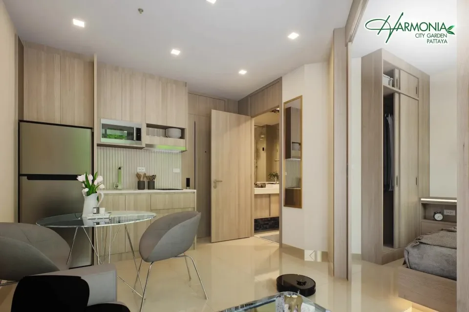 1-Bedroom Condo with Pool View at Harmonia City Garden Pattaya, Pattaya