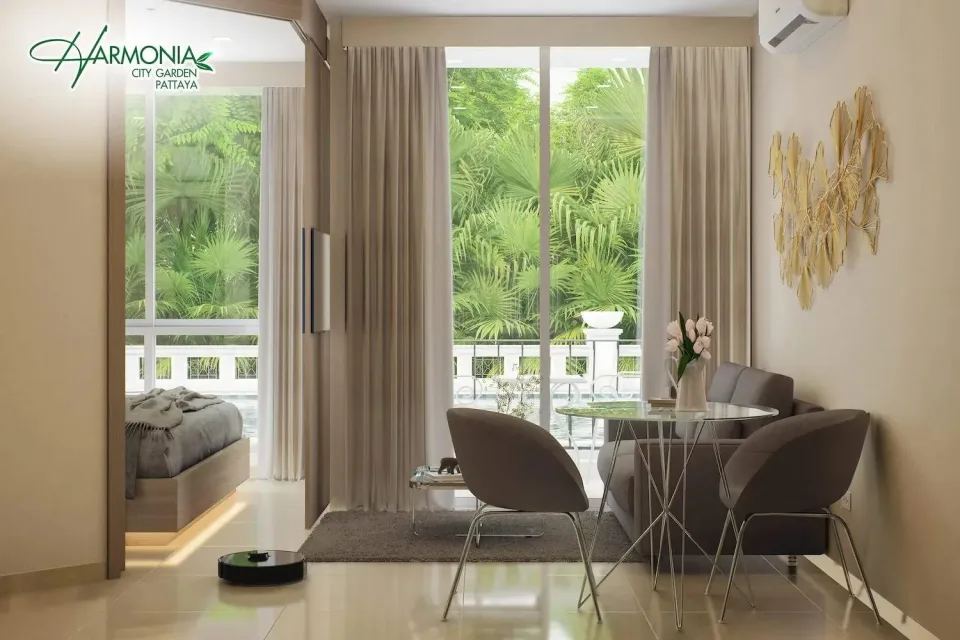 Квартира с 1 спальней и видом на сад в Harmonia City Garden, Паттайя