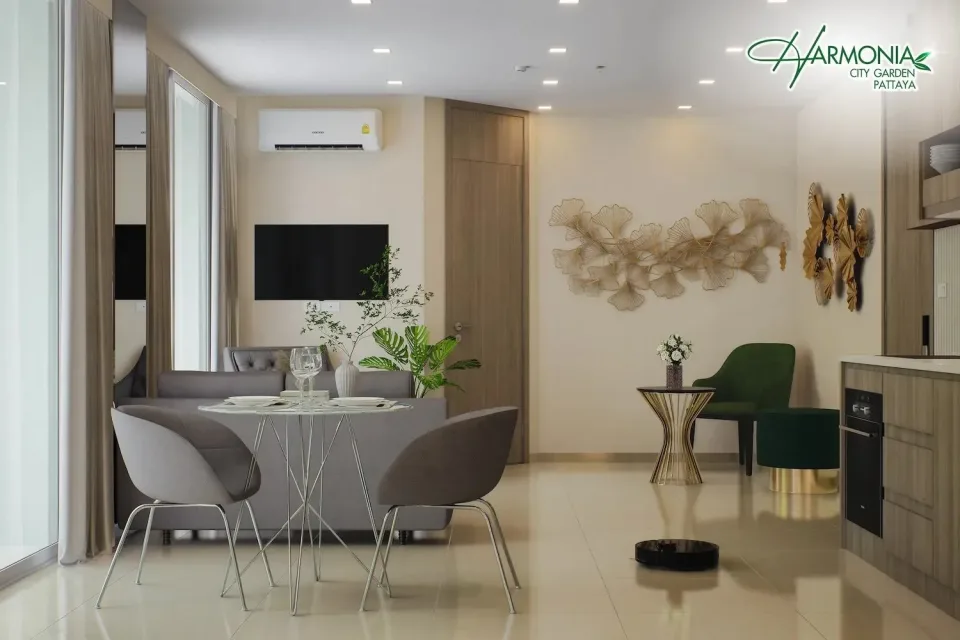 2-Bedroom Condo with Pool View at Harmonia City Garden Pattaya, Pattaya