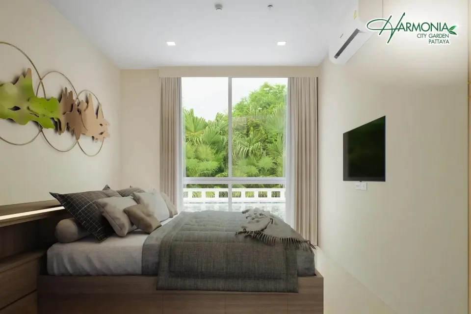 2-Bedroom Condo with Pool View at Harmonia City Garden Pattaya, Pattaya