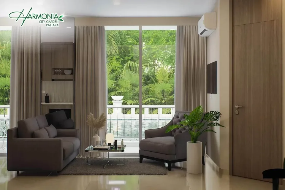 Квартира с 2 спальнями и видом на бассейн в Harmonia City Garden, Паттайя