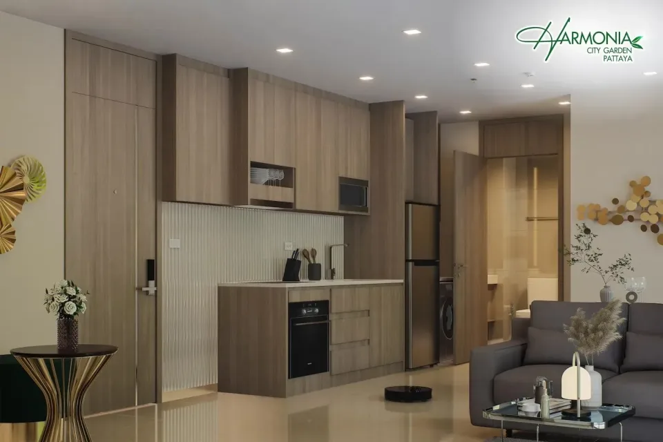 Квартира с 2 спальнями и видом на бассейн в Harmonia City Garden, Паттайя