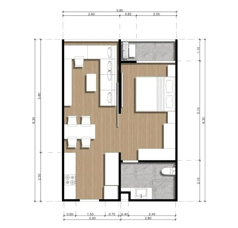 Квартира с 1 спальней и видом на море в Hennessy Residence Karon, Пхукет