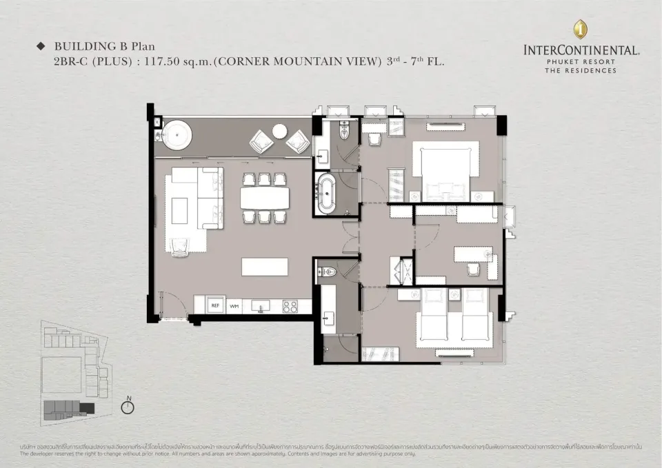 Квартира с 2 спальнями и видом на бассейн в The Residences at InterContinental Phuket Resort, Камала