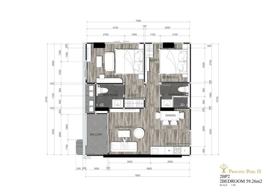 2-Bedroom Condo with Sea View at Pristine Park 3 Pattaya, Jomtien
