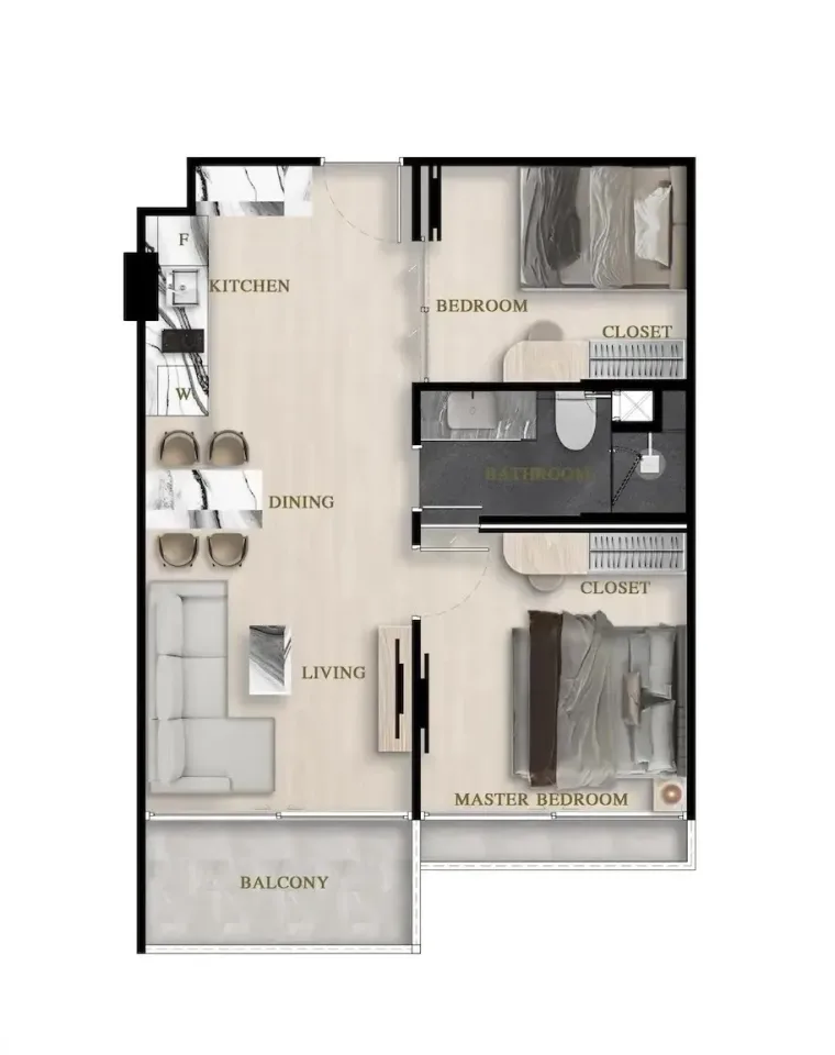 2-Bedroom Condo with Sea View at Siam Oriental Oasis, Pattaya