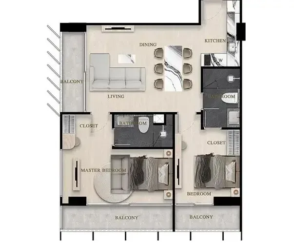 2-Bedroom Condo with City View at Siam Oriental Oasis, Pattaya