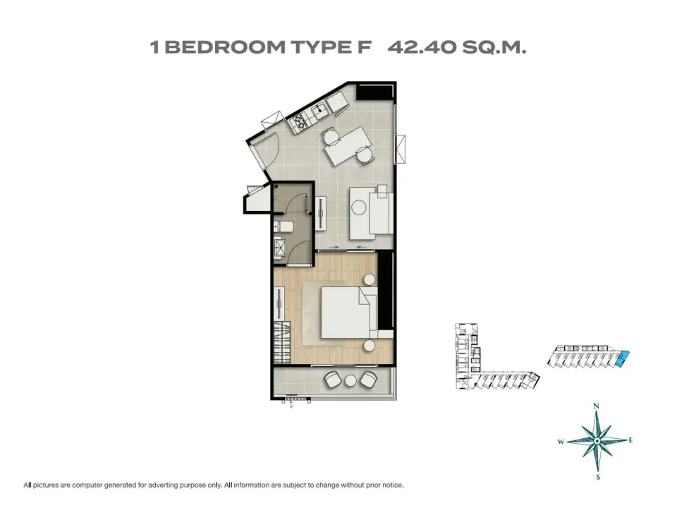 Квартира с 1 спальней и видом на море в SKYPARK Lucean Jomtien Pattaya, Джомтьен