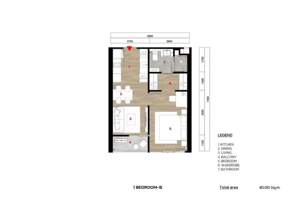 Квартира с 1 спальней и видом на горы в The Ozone Oasis Condominium, Пхукет