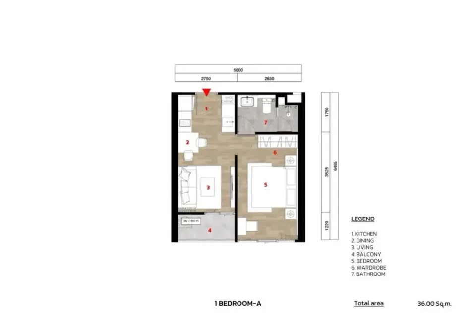 Квартира с 1 спальней и видом на горы в The Ozone Oasis Condominium, Пхукет