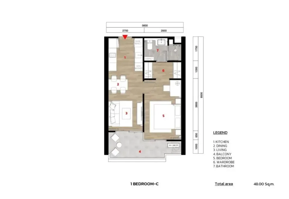 Квартира с 1 спальней и видом на горы в The Ozone Oasis Condominium, Пхукет