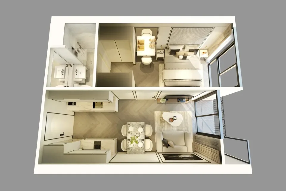 Квартира с 1 спальней и видом на бассейн в The Ozone Oasis Condominium, Пхукет