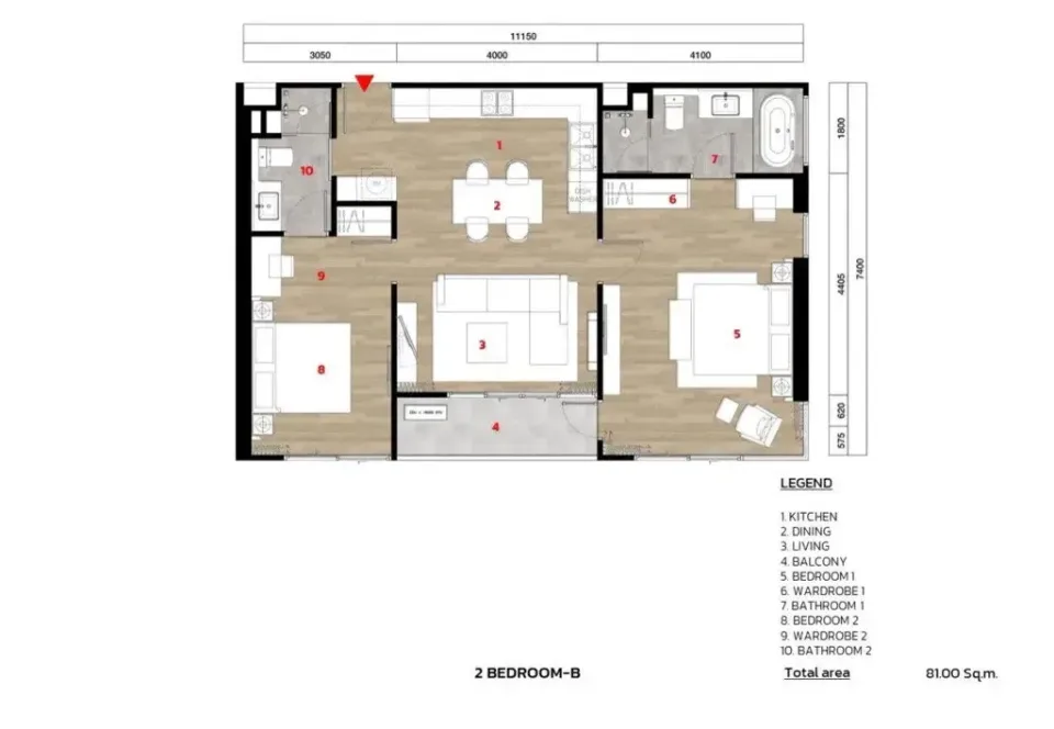 Квартира с 2 спальнями и видом на море в The Ozone Oasis Condominium, Пхукет