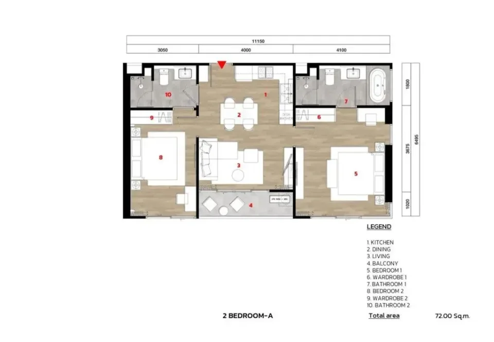 Квартира с 2 спальнями и видом на море в The Ozone Oasis Condominium, Пхукет