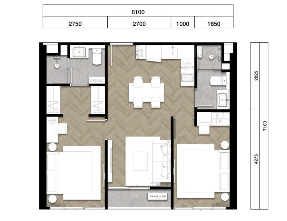 2-Bedroom Condo with Pool View at The Ozone Signature, Phuket