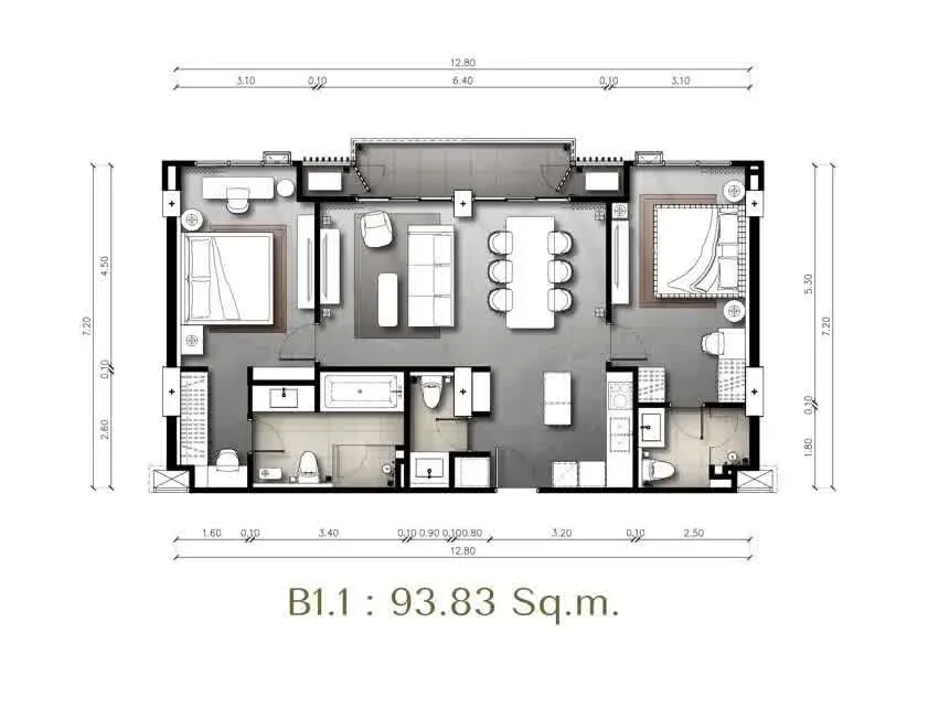 2-Bedroom Condo with Sea View at The Panora Estuaria, Pattaya