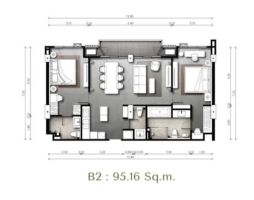 2-Bedroom Condo with Sea View at The Panora Estuaria, Pattaya
