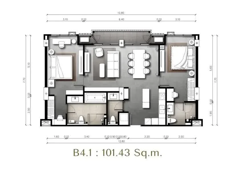 2-Bedroom Condo with Sea View at The Panora Estuaria, Pattaya