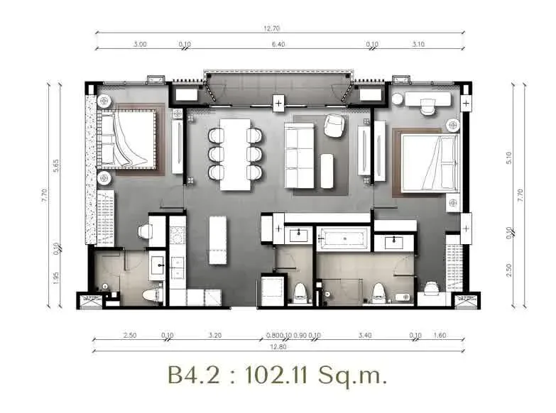 2-Bedroom Condo with Sea View at The Panora Estuaria, Pattaya