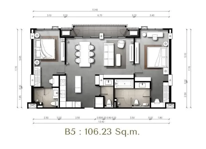 2-Bedroom Condo with Sea View at The Panora Estuaria, Pattaya