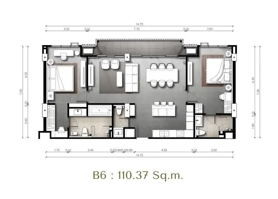 2-Bedroom Condo with Sea View at The Panora Estuaria, Pattaya
