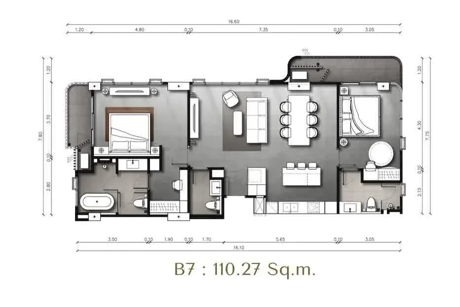 2-Bedroom Condo with Sea View at The Panora Estuaria, Pattaya