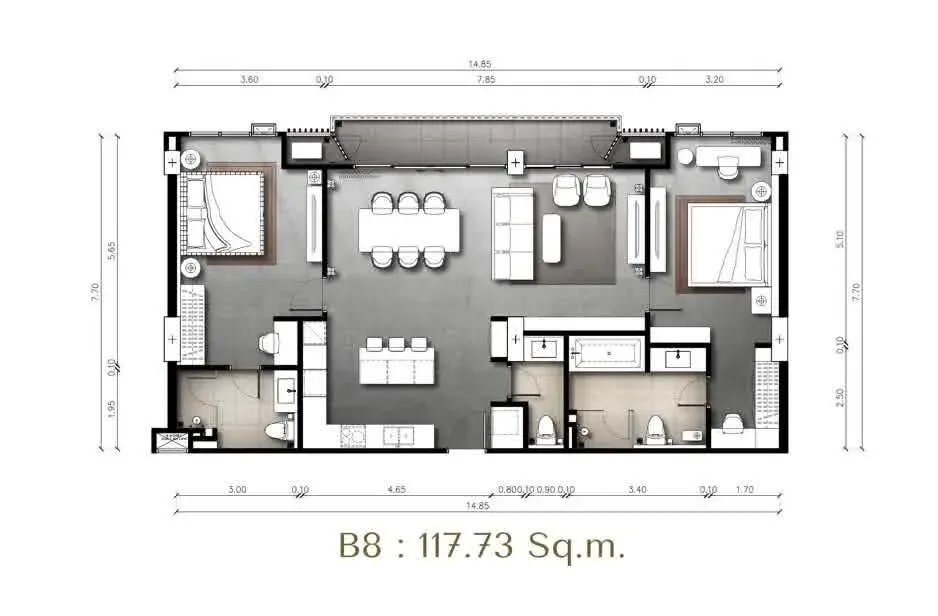 2-Bedroom Condo with Sea View at The Panora Estuaria, Pattaya