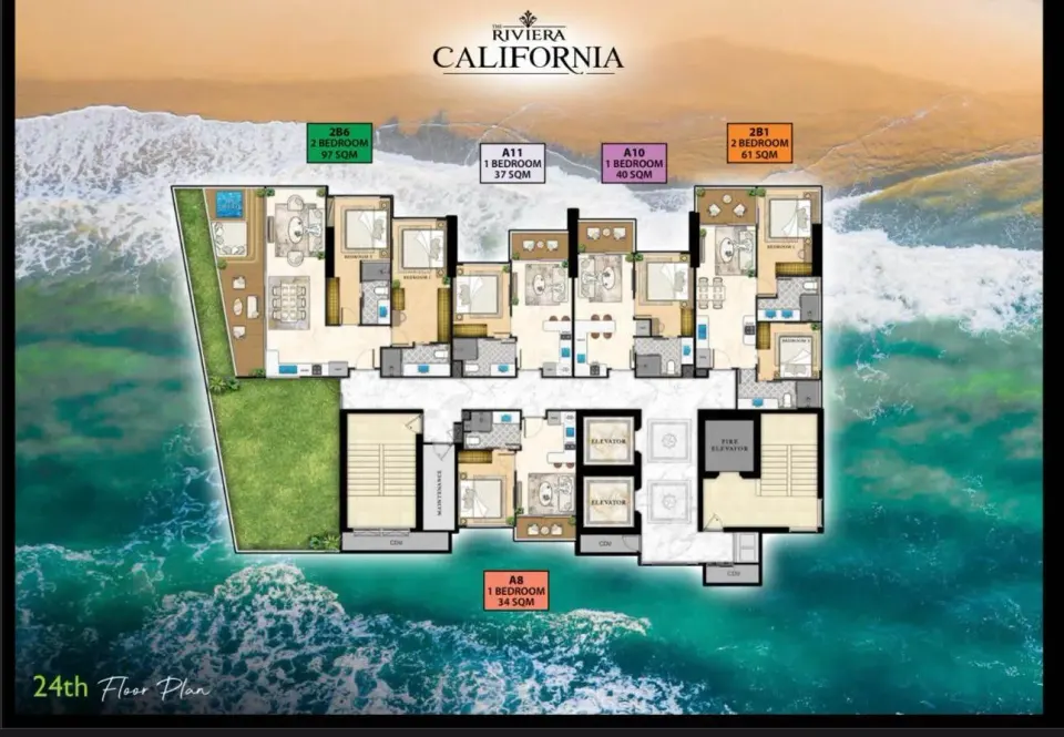 Квартира с 1 спальней и видом на море в The Riviera California, Паттайя