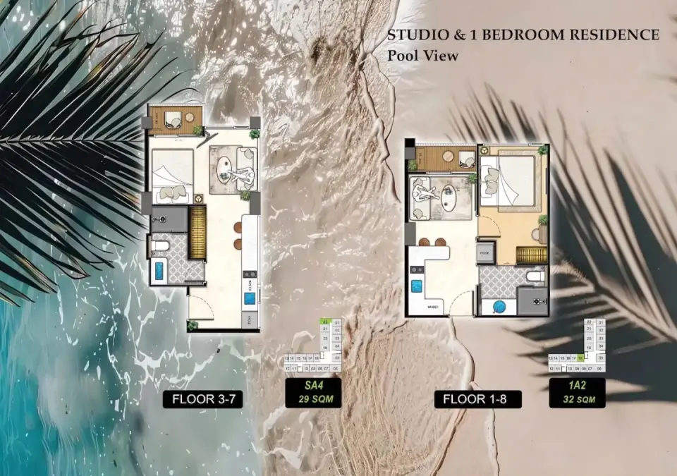 Studio with Pool View at The Riviera Beverly Hills Residences in Jomtien, Pattaya, Jomtien