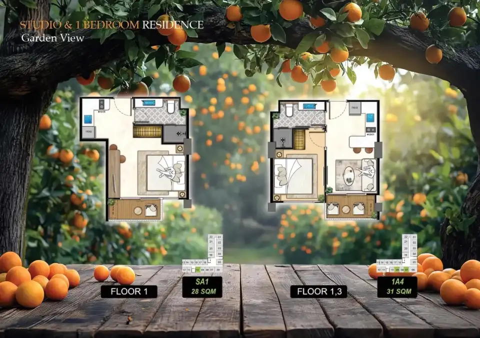 Студия с видом на бассейн в The Riviera Beverly Hills Residences, Джомтьен