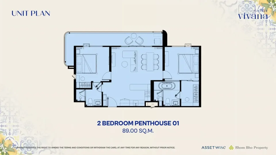 2-Bedroom Condo with Terrace at The Title Vivana, Kamala