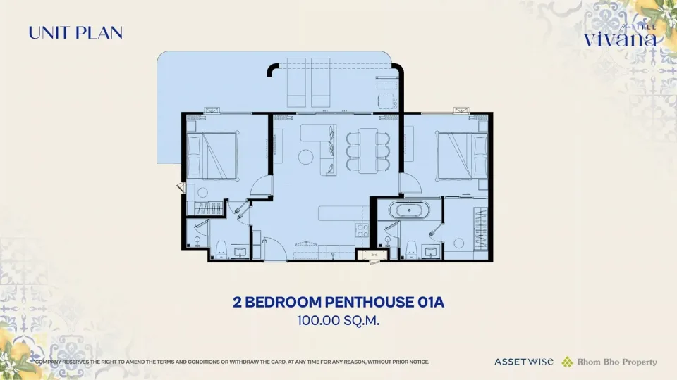 2-Bedroom Condo with Terrace at The Title Vivana, Kamala