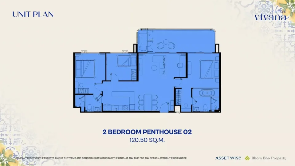 2-Bedroom Condo with Terrace at The Title Vivana, Kamala