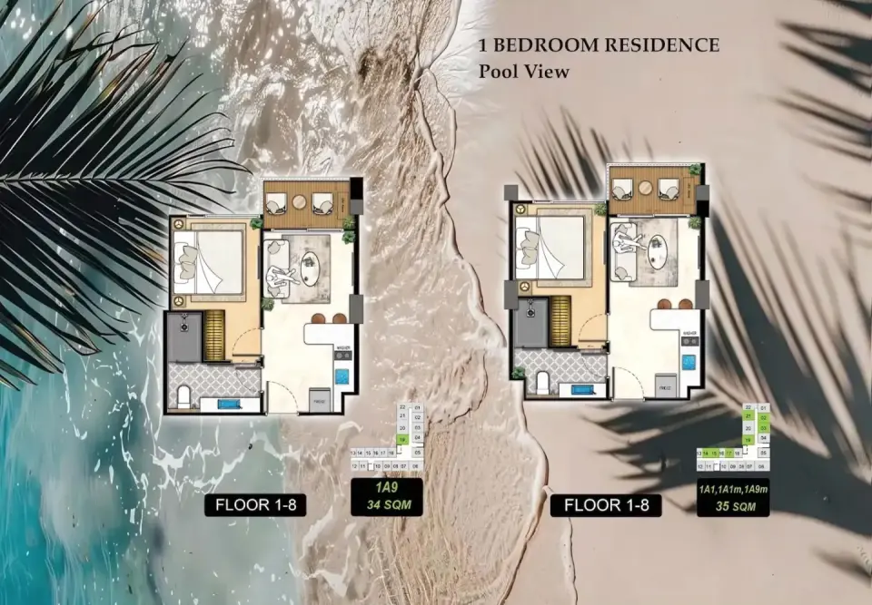 1-Bedroom Condo at The Riviera Beverly Hills Residences in Jomtien, Pattaya, Jomtien