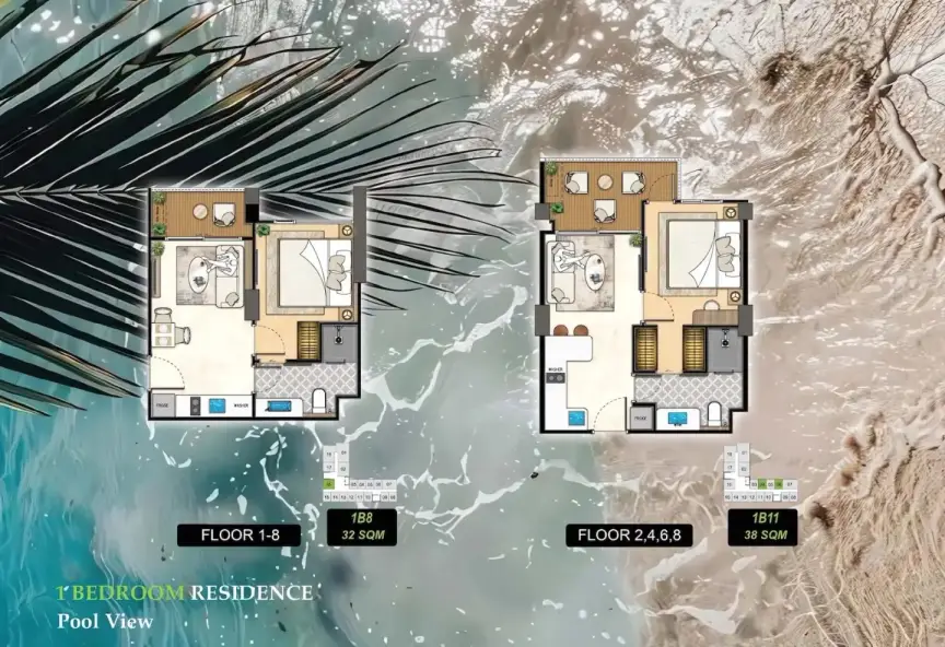 1-Bedroom Condo at The Riviera Beverly Hills Residences in Jomtien, Pattaya, Jomtien