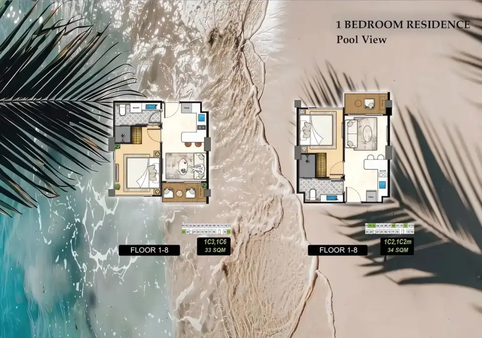 1-Bedroom Condo at The Riviera Beverly Hills Residences in Jomtien, Pattaya, Jomtien